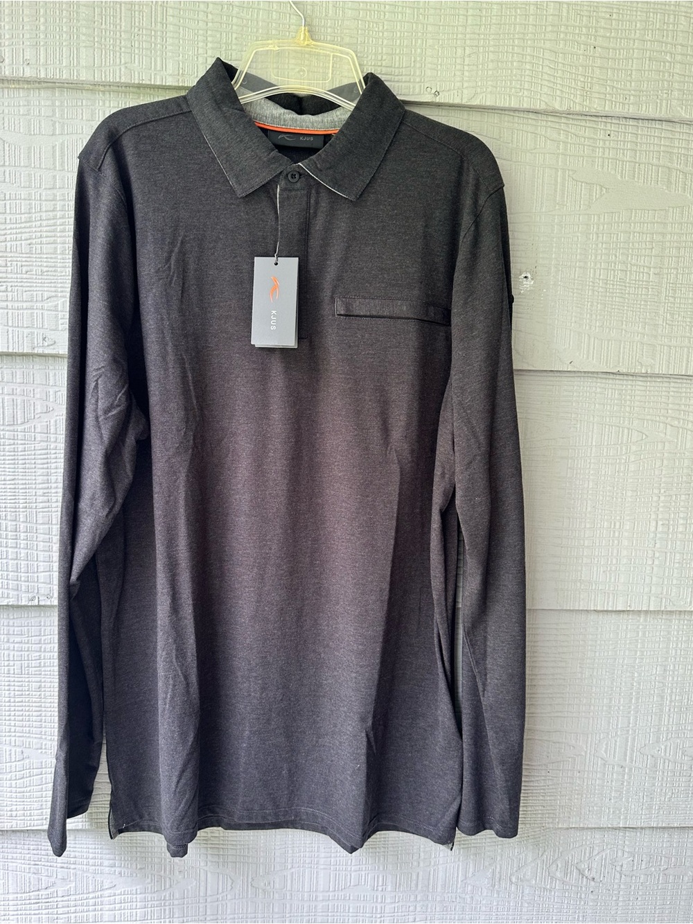 KJUS Inverness Cashmere Blend Long Sleeve Golf Polo Shirt| Dark Grey NWT~EU56